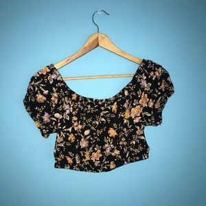 Off the shoulder floral crop top